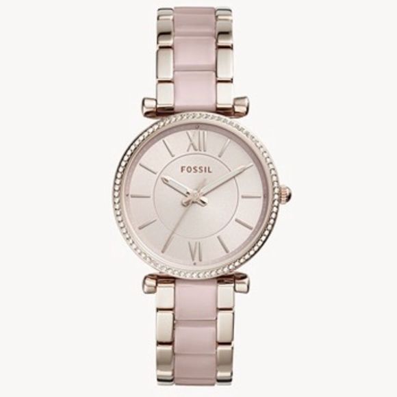 NIB Fossil Carlie Two-Tone Stainless Steel Watch